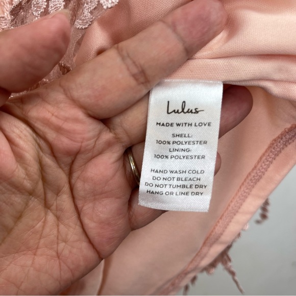 Lulu’s Making Magic Blush Pink Fringe Lace-Up Mini Dress size Large - Picture 4 of 10